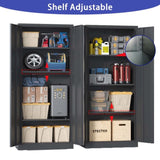 71"H Metal Garage Storage Cabinet, Black Tool Steel Locking Cabinet with Doors and 3 Shelves, Tall 81017127