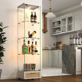 Modern Display Cabinet with Drawer , Quick-assembly Antique Cabinet with LED lights, Tempered W241P268237