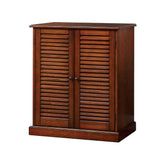 Modern Transitional Design 1pc Shoe Cabinet Oak Finish Adjustable Shelves Louver Design Doors Home B011P191540