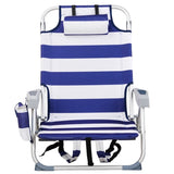 ZNTS 63*65*82cm Short Oxford Cloth Silver White Aluminum Tube Bearing 100kg Beach Chair Blue Stripes 50527506