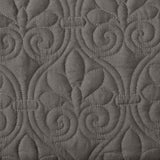 3 Piece Split Corner Pleated Quilted Bedspread Dark Grey Queen B03597559