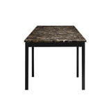 2pc Writing Desk and Chair Set Black Finish Metal Frame Faux Leather Upholstery Small Space B011P264610