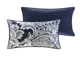 7 Piece Cotton Printed Comforter Set Indigo Cal King B03596963