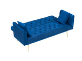 71-inch convertible love seat sofa, American retro blue velvet material, suitable for small living W6295P549831