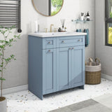 ZNTS 30-Inch Blue Bathroom Vanity with Ceramic Sink Combo, Abundant Storage Cabinet - 2 Soft close Doors WF532032AAC