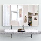 60"x40" Oversized Modern Rectangle Bathroom Mirror with Black Frame Decorative Large Wall Mirrors W708140631