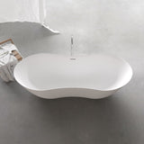 67" Freestanding Solid Surface Bathtub, Stone Resin Freestanding Bath Tub with Overflow and Pop-up W1573P225099