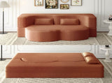 Modern Floor Sofa with 2 Pillows,Convertible Plush Corduroy Foam-Filled Sleeper Sofa Bed,15" Full 93794190