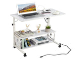 White Wood Grain P2 15MM Particle Board with Melamine Coating Adjustable Computer Desk with 3 USB 35777601