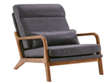 High Back Solid Wood Armrest Backrest Iron Frame Bronzing Cloth Indoor Leisure Chair Dark Grey 44411438