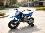 Blue 12V Kids Electric Motorcycle Twist Handle Throttle, Safety Training Wheels, Rear Suspension 71739891