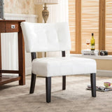 Blended Leather Tufted Accent Chair with Oversized Seating, Ivory T2574P164248