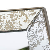 24" x 24" Antique Silver Square Mirror with Floral Accents, Decorative Display Tray, Hanging Mirror, W2078124349