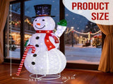 5.7FT Lighted Snowman Holding Candy Cane Christmas Yard Decorations, Pre-lit Pull Up Snowman with 02397479