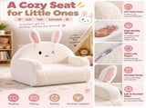 Kids Armchair Toddler Reading Sofa, Full Compression, Teddy Velvet Cute White Rabbit Shape Kids Sofa 66631324