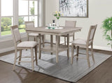 1pc Contemporary Transitional Counter Height Dining Table w 20-Inch Faux Marble Lazy Susan All Tan / B011P240451