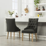 Charcoal Button Tufted Solid Wood Wingback Hostess Chairs with Nail Heads Set of 2 T2574P164606