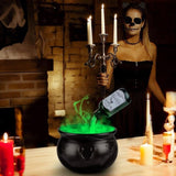 Halloween Floating Potion Bottle Decor with Witch Cauldron - 2-in-1 USB-Powered Green Mist Maker & 4 14688364