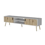 Kimball TV Rack, Spacious Storage with 2 Hinged Drawers and Open Shelves B128P176178