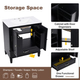 30" Bathroom Vanity with Sink Vintage Style, Multi-functional Storage Space, Door Shelf, N759P218644B