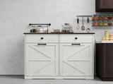 Farmhouse Double Tilt Out Trash Cabinet for 20 Gallon Trash Cans, Free Standing Recycling Cabinet 08872441