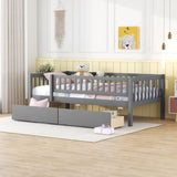 Twin Size Daybed Wood Bed with Two Drawers, Gray WF301864AAE