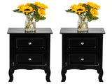 2pcs Country Style Two-Tier Night Tables Large Size Black 71235334