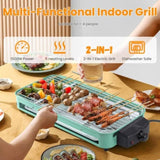 ZNTS 1500W Electric Indoor Grill 2 in 1 Electric BBQ Gill with Grill Net Removable Plate 5 Temperature 90269749