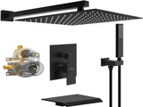 Male NPT Waterfall Tub and Shower Faucet Set, Suntisbo 10-Inch Matte Black Rain Shower SystemUnable 06639859