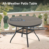 VRSHWO"Outdoor Round Patio Dining Table 4-6, All Weather Metal Dining Table with Umbrella Hole W213P332251