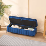 49.21" Wide Upholstered Velvet Storage Soft Bench Footstool Ottoman End of Bed with Metal Legs, Foot W3118P272644