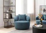 360&deg Swivel Mid Century Modern Curved Sofa, 1-Seat Cloud couch Boucle sofa Fabric Couch, Blue W87691482