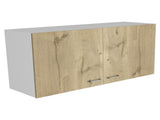 Wall cabinet 19"H, two Doors, two internal Shelves, White / Light Oak B097133159