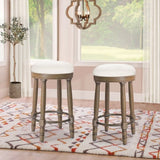BarStools Set of 2, 360 Degree Swivel, Accent Wooden Swivel Seat Counter Height Bar Stool,White W2170P208102