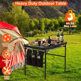 Foldable Camping Table Collapsible Picnic Aluminum Alloy Grill Stand 66LBS Max Load Height 31951334