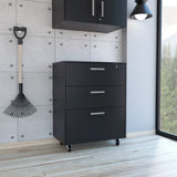Medford 3-Drawer Rectangle Chest with Caster Black Wengue B06280346