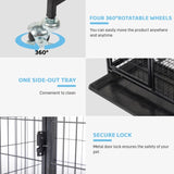 26 Inch Durable Cat Cage, Thickened Metal Wire Cat Enclosure Indoor with Double Doors, Lockable 17257751