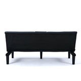 The 67-inch black PVC multi-functional sofa bed with a foldable and cup holder design makes it W3371P318136