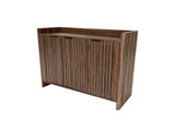 Walnut Entryway Shoe Storage Cabinet with Slatted Doors, Modern Wooden Hallway Console Table with W3417P524604