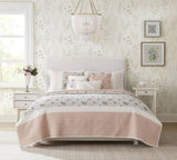 6 Piece Cotton Percale Quilt Set with Throw Pillows Blush Full/Queen B035129025