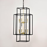 8-Light Metal Lantern Tiered Pendant Hanging Light Fixtures, Industrial Farmhouse Adjustable Height W1592P247755