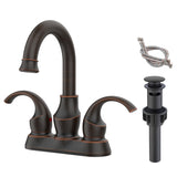 Oil Rubbed Bronze Bathroom Faucet with 2-Handle and 360 Degree Rotating Spout, Crescent Moon Style T3177P277488