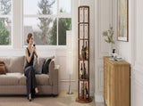 73" Tall Round Wine Rack, Freestanding Wine Bar Cabinet With Rotating Design Wine Glass Rack, N728P513727Z