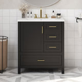 30" Black Bathroom Vanity with Sink Combination Set, Bathroom Storage Cabinet with Soft Close Door, N729P177787B