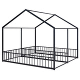 Metal Twin Size House Platform Beds, Two Shared Beds, Black MF307505AAB