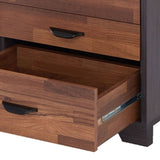 Walnut and Espresso 3-drawer Rectangular Accent Table B062P181403