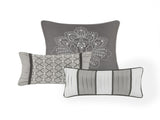 7 Piece Jacquard Comforter Set Grey Cal King B03597024