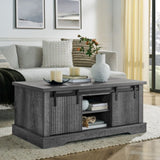 41.3 Inch Coffee Table Storage and Sliding Wood Door, Farmhouse and Industrial Cocktail Table W1781P268254