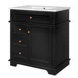 30" Bathroom Vanity with Sink, One Tip-out Drawer, Three Drawers, Door Shelf, Soft Closing Door, N759P227429B