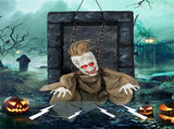 18"x12.5" Sound-Activated Halloween Zombie Prisoner Decor - Glowing Red Eyes, Creepy Sounds & 38442131